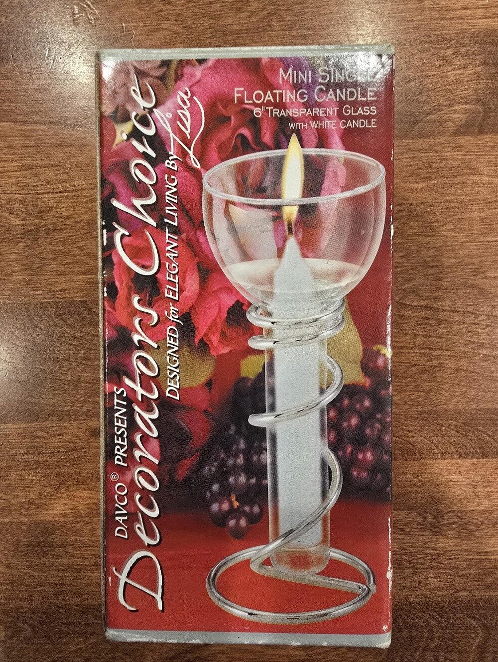 Davco Silver White Glass, LTD. Single Floating Candle Holder, 6 1/2” NIB